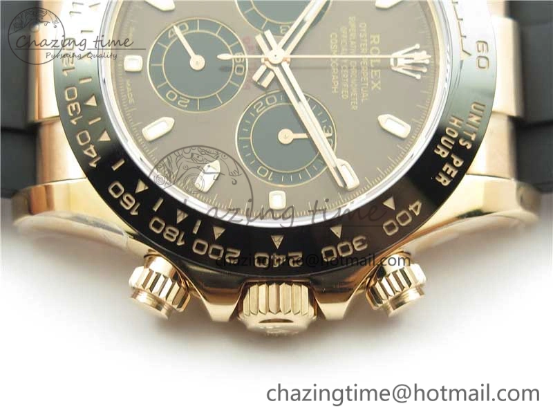 Daytona 116515 Noob 1:1 Best Edition Chocolate Dial Lume Markers on Black Rubber Strap SA4130 (Free Extra Strap) V Premium 2976