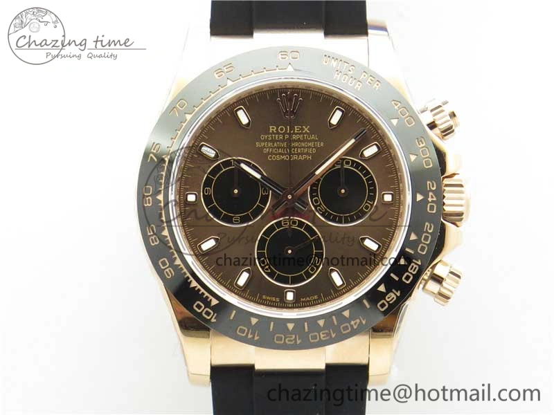 Daytona 116515 Noob 1:1 Best Edition Chocolate Dial Lume Markers on Black Rubber Strap SA4130 (Free Extra Strap) V Premium 2976