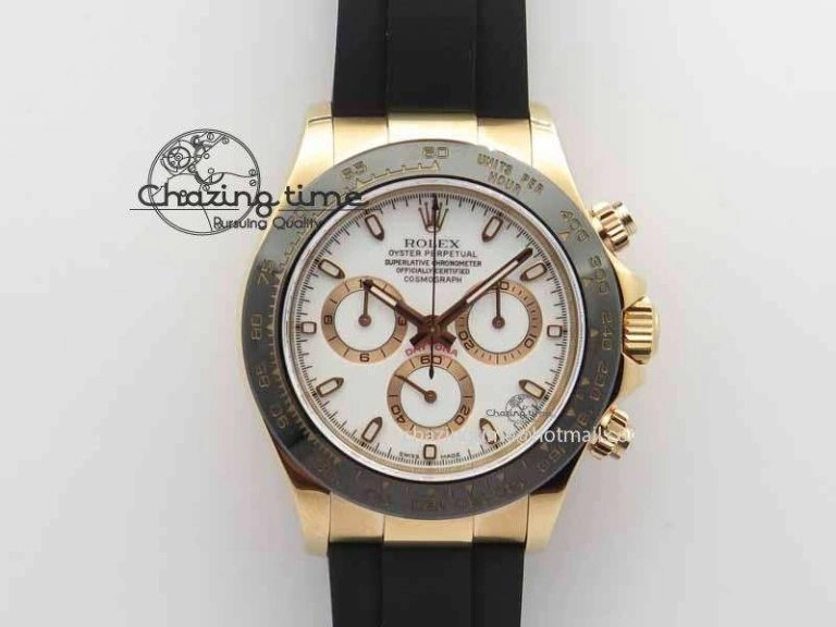 Minimalist Daytona 116515 Noob 1:1 Best Edition White Dial On Black Rubber Strap A7750 (Free Extra Strap) 3739