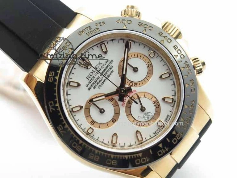 Minimalist Daytona 116515 Noob 1:1 Best Edition White Dial On Black Rubber Strap A7750 (Free Extra Strap) 3739