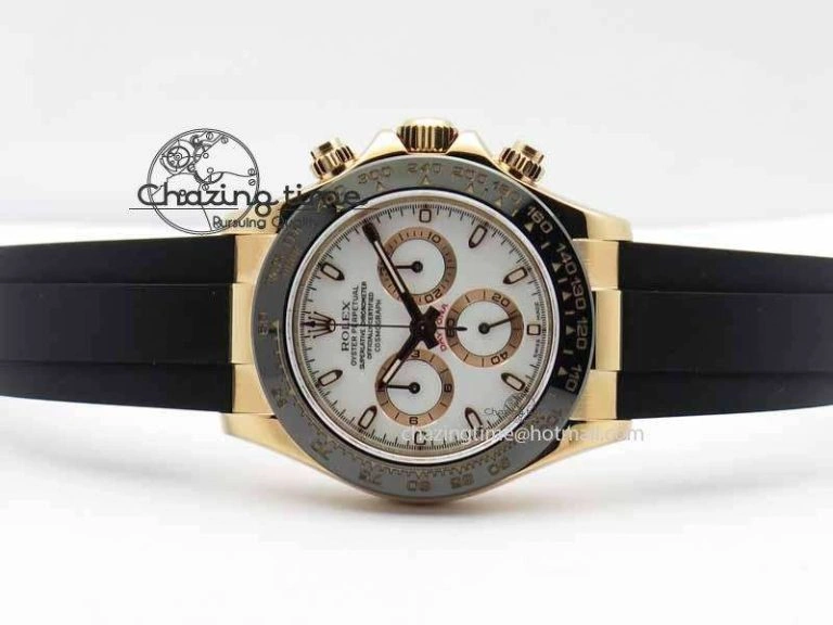 Minimalist Daytona 116515 Noob 1:1 Best Edition White Dial On Black Rubber Strap A7750 (Free Extra Strap) 3739