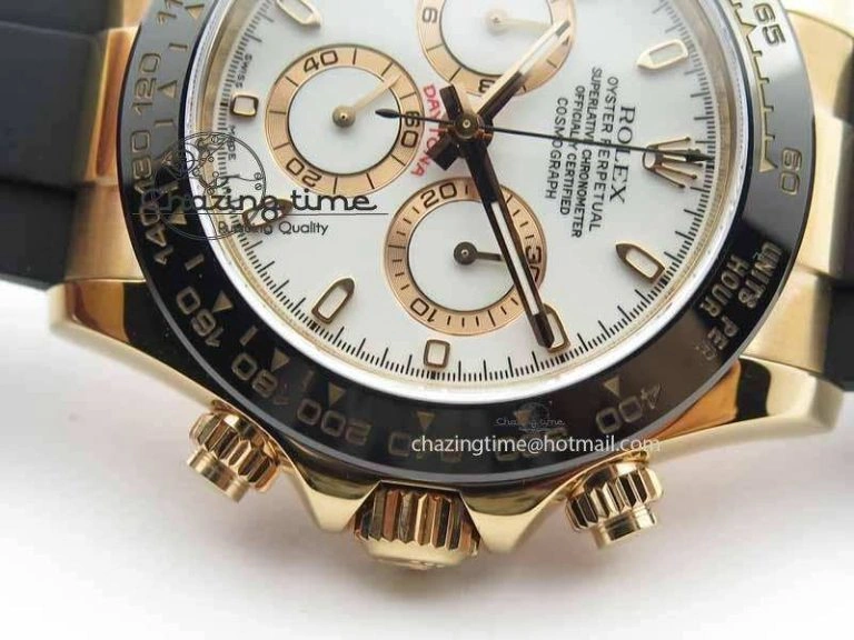Minimalist Daytona 116515 Noob 1:1 Best Edition White Dial On Black Rubber Strap A7750 (Free Extra Strap) 3739