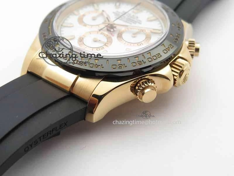 Minimalist Daytona 116515 Noob 1:1 Best Edition White Dial On Black Rubber Strap A7750 (Free Extra Strap) 3739