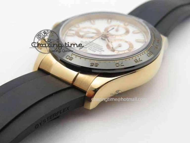 Minimalist Daytona 116515 Noob 1:1 Best Edition White Dial On Black Rubber Strap A7750 (Free Extra Strap) 3739