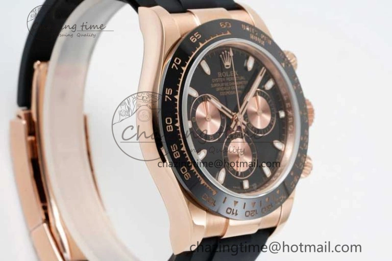 WrinkleFree Daytona 116515 QF 1:1 Best Edition Black RG Dial on Oysterflex Rubber Strap SA 2273