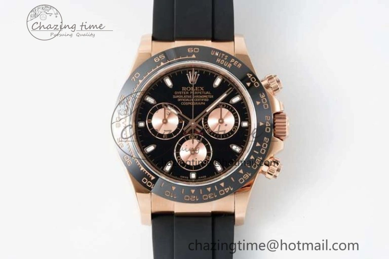 WrinkleFree Daytona 116515 QF 1:1 Best Edition Black RG Dial on Oysterflex Rubber Strap SA 2273