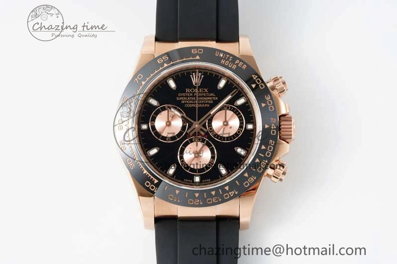 WrinkleFree Daytona 116515 QF 1:1 Best Edition Black RG Dial on Oysterflex Rubber Strap SA 2273