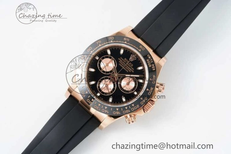 WrinkleFree Daytona 116515 QF 1:1 Best Edition Black RG Dial on Oysterflex Rubber Strap SA 2273