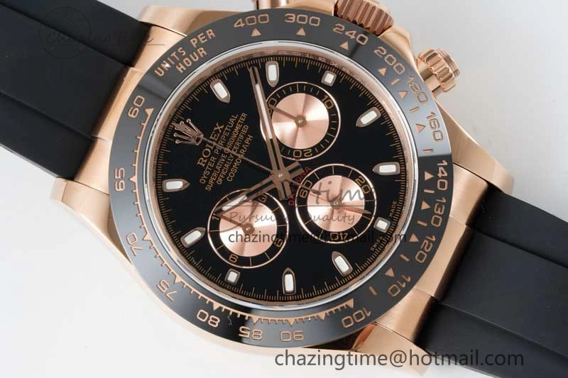 WrinkleFree Daytona 116515 QF 1:1 Best Edition Black RG Dial on Oysterflex Rubber Strap SA 2273