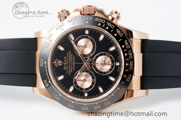 WrinkleFree Daytona 116515 QF 1:1 Best Edition Black RG Dial on Oysterflex Rubber Strap SA 2273