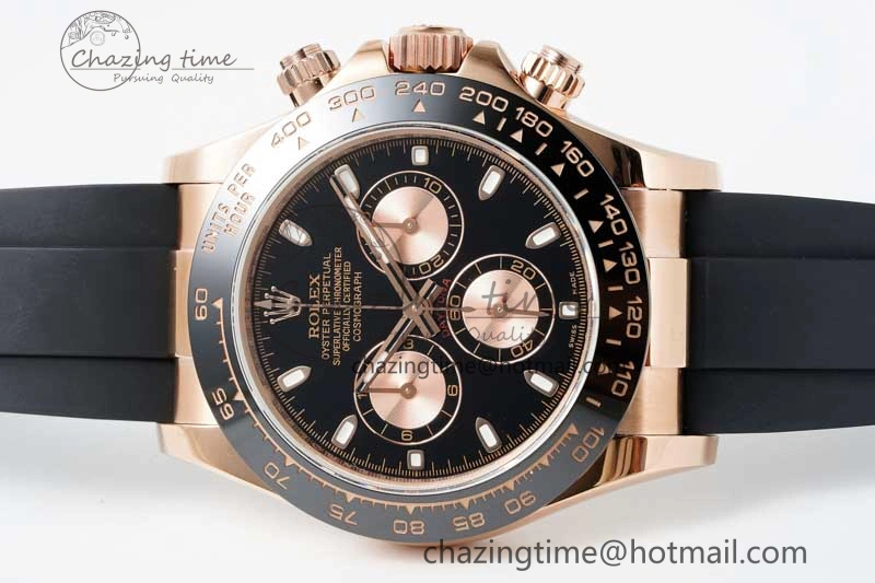 WrinkleFree Daytona 116515 QF 1:1 Best Edition Black RG Dial on Oysterflex Rubber Strap SA 2273