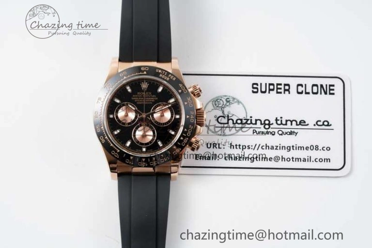 WrinkleFree Daytona 116515 QF 1:1 Best Edition Black RG Dial on Oysterflex Rubber Strap SA 2273