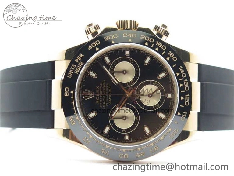 Original Daytona 116515 RG 904L Noob 1:1 Best Edition Black Dial On Black Rubber Strap SA4130 (Free Extra Strap) V 2994