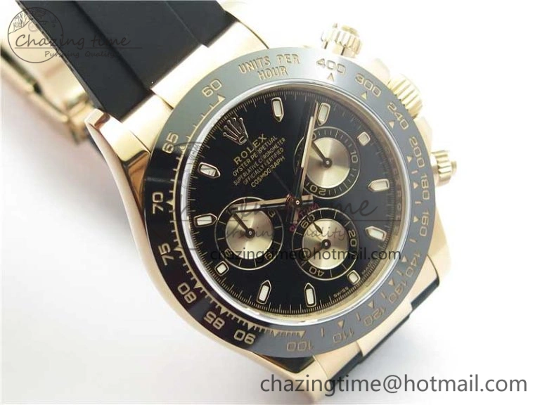 Original Daytona 116515 RG 904L Noob 1:1 Best Edition Black Dial On Black Rubber Strap SA4130 (Free Extra Strap) V 2994