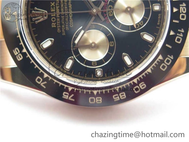 Original Daytona 116515 RG 904L Noob 1:1 Best Edition Black Dial On Black Rubber Strap SA4130 (Free Extra Strap) V 2994