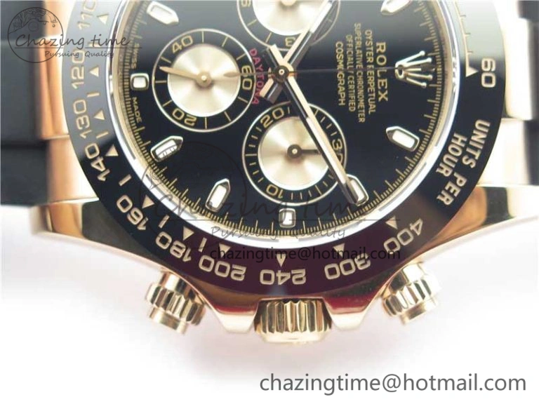 Original Daytona 116515 RG 904L Noob 1:1 Best Edition Black Dial On Black Rubber Strap SA4130 (Free Extra Strap) V 2994