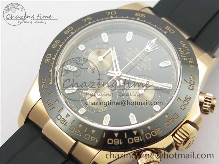 Original Daytona 116515 RG 904L Noob 1:1 Best Edition Black Dial On Black Rubber Strap SA4130 (Free Extra Strap) V 2994