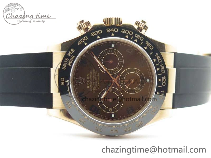 TimelessDesign Daytona 116515 RG 904L Noob 1:1 Best Edition Chocolate Dial On Black Rubber Strap SA4130 (Free Extra Strap) V 2998
