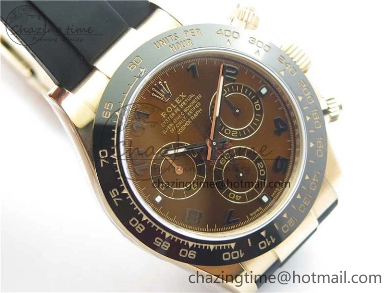 TimelessDesign Daytona 116515 RG 904L Noob 1:1 Best Edition Chocolate Dial On Black Rubber Strap SA4130 (Free Extra Strap) V 2998