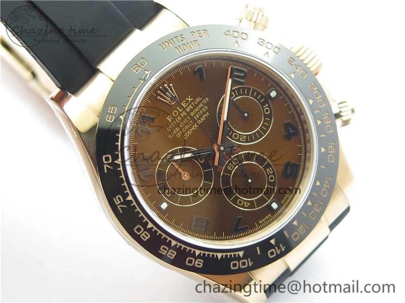 TimelessDesign Daytona 116515 RG 904L Noob 1:1 Best Edition Chocolate Dial On Black Rubber Strap SA4130 (Free Extra Strap) V 2998