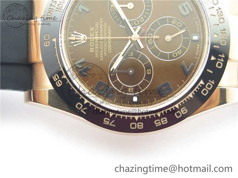 TimelessDesign Daytona 116515 RG 904L Noob 1:1 Best Edition Chocolate Dial On Black Rubber Strap SA4130 (Free Extra Strap) V 2998
