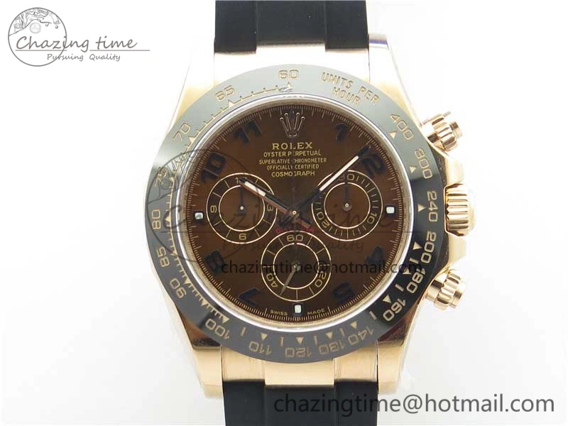 TimelessDesign Daytona 116515 RG 904L Noob 1:1 Best Edition Chocolate Dial On Black Rubber Strap SA4130 (Free Extra Strap) V 2998