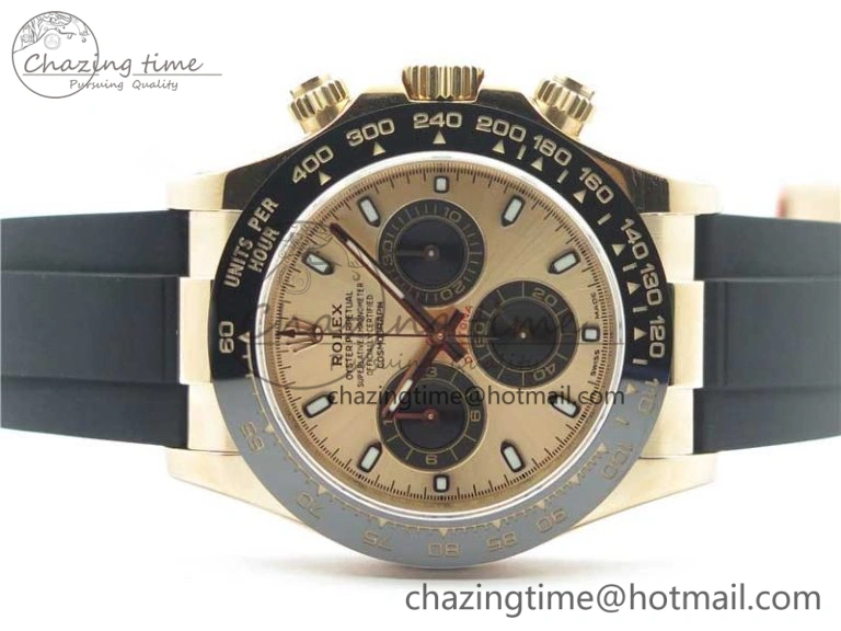 ComfortFit Daytona 116515 RG 904L Noob 1:1 Best Edition Rose Gold Dial On Black Rubber Strap SA4130 (Free Extra Strap) V 2993