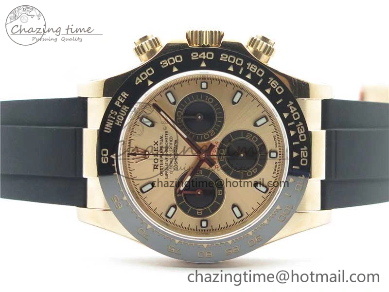 ComfortFit Daytona 116515 RG 904L Noob 1:1 Best Edition Rose Gold Dial On Black Rubber Strap SA4130 (Free Extra Strap) V 2993