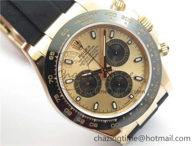 ComfortFit Daytona 116515 RG 904L Noob 1:1 Best Edition Rose Gold Dial On Black Rubber Strap SA4130 (Free Extra Strap) V 2993
