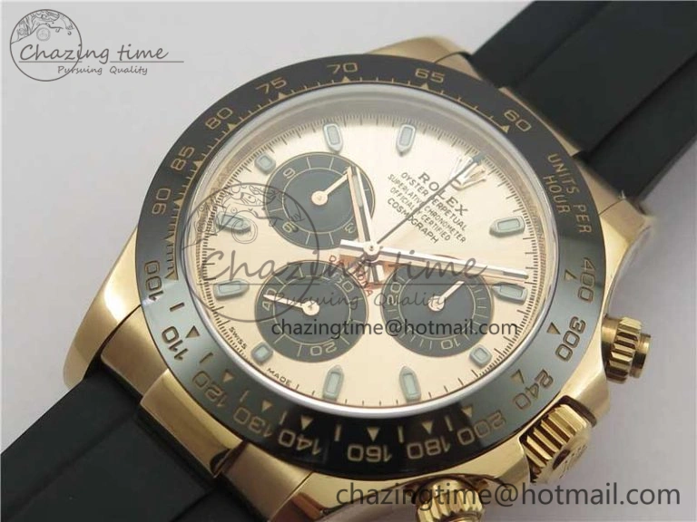 ComfortFit Daytona 116515 RG 904L Noob 1:1 Best Edition Rose Gold Dial On Black Rubber Strap SA4130 (Free Extra Strap) V 2993