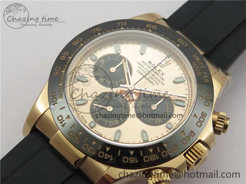 ComfortFit Daytona 116515 RG 904L Noob 1:1 Best Edition Rose Gold Dial On Black Rubber Strap SA4130 (Free Extra Strap) V 2993