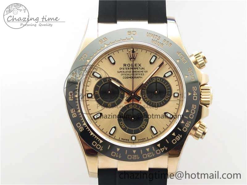 ComfortFit Daytona 116515 RG 904L Noob 1:1 Best Edition Rose Gold Dial On Black Rubber Strap SA4130 (Free Extra Strap) V 2993