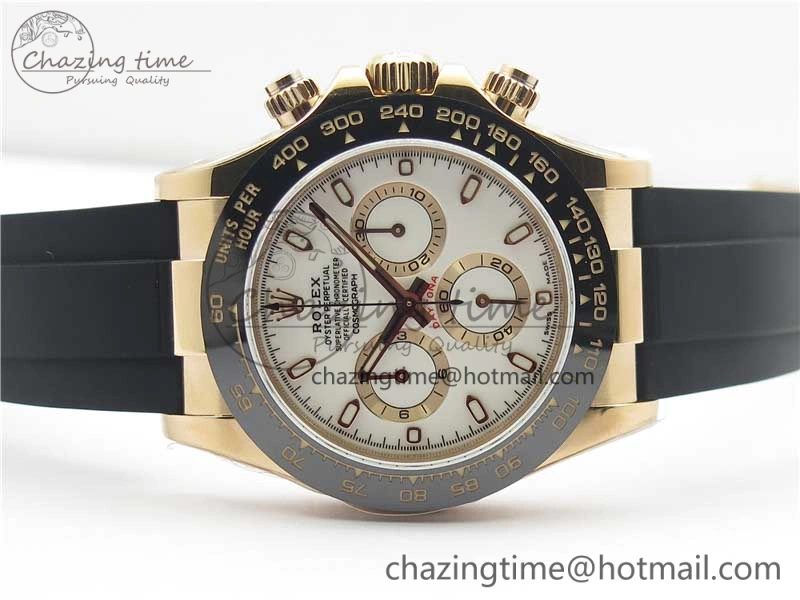 HighPerformance Daytona 116515 RG 904L Noob 1:1 Best Edition White Dial On Black Rubber Strap SA4130 (Free Extra Strap) V 2997