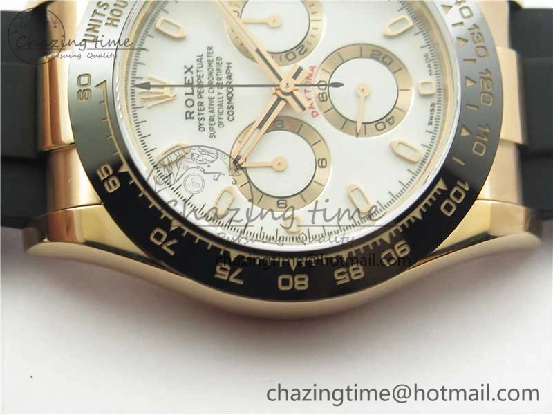 HighPerformance Daytona 116515 RG 904L Noob 1:1 Best Edition White Dial On Black Rubber Strap SA4130 (Free Extra Strap) V 2997