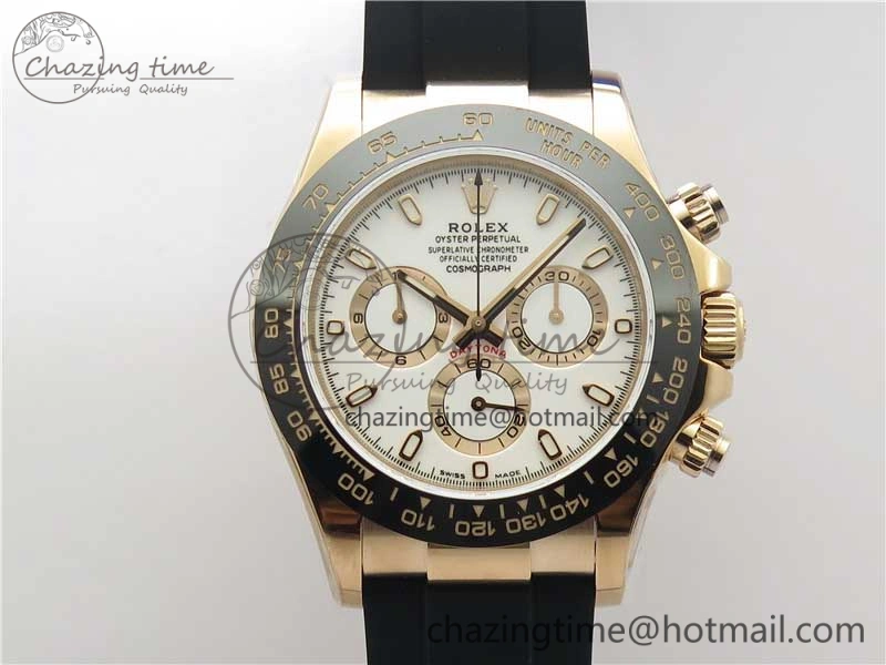 HighPerformance Daytona 116515 RG 904L Noob 1:1 Best Edition White Dial On Black Rubber Strap SA4130 (Free Extra Strap) V 2997