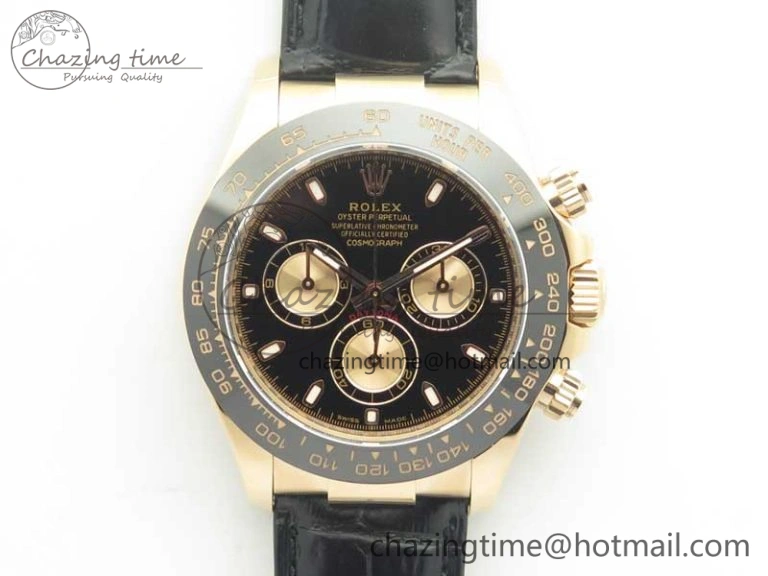 NewStyle Daytona 116515 RG Noob 1:1 Best Edition Black Dial On Leather Strap SA 3434