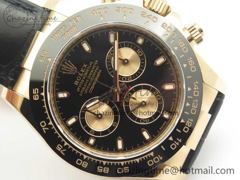 NewStyle Daytona 116515 RG Noob 1:1 Best Edition Black Dial On Leather Strap SA 3434