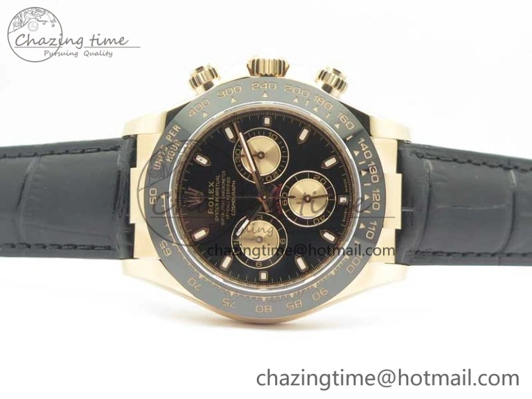 NewStyle Daytona 116515 RG Noob 1:1 Best Edition Black Dial On Leather Strap SA 3434