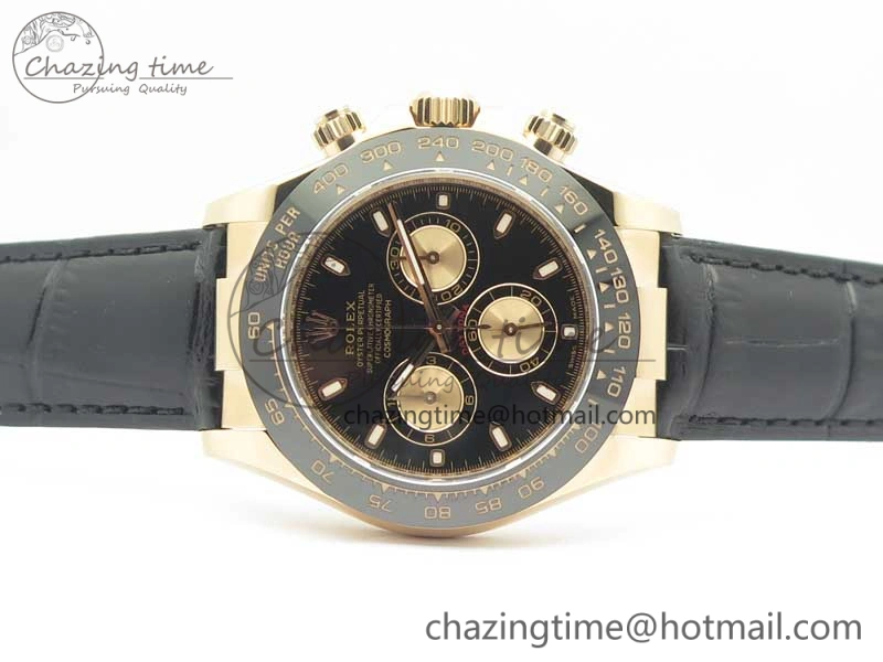 NewStyle Daytona 116515 RG Noob 1:1 Best Edition Black Dial On Leather Strap SA 3434