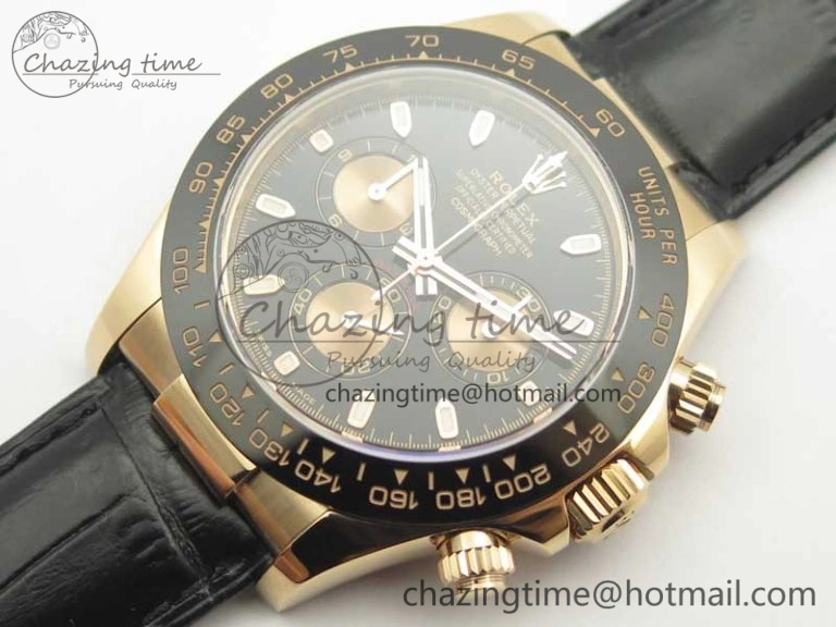 NewStyle Daytona 116515 RG Noob 1:1 Best Edition Black Dial On Leather Strap SA 3434