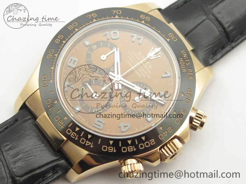 UrbanChic Daytona 116515 RG Noob 1:1 Best Edition Chocolate Dial On Leather Strap SA 3437