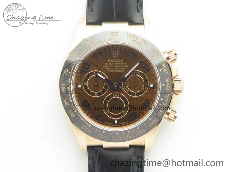 UrbanChic Daytona 116515 RG Noob 1:1 Best Edition Chocolate Dial On Leather Strap SA 3437