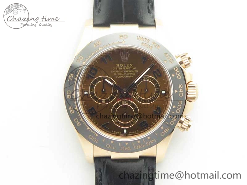 UrbanChic Daytona 116515 RG Noob 1:1 Best Edition Chocolate Dial On Leather Strap SA 3437