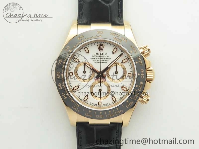 Daytona 116515 RG Noob 1:1 Best Edition White Dial On Leather Strap SA Premium 3436