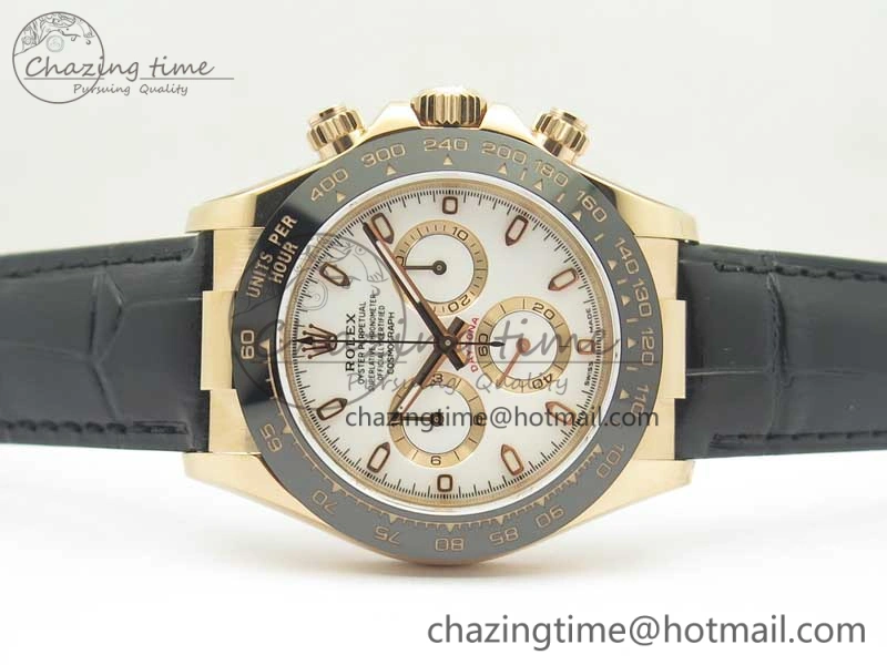 Daytona 116515 RG Noob 1:1 Best Edition White Dial On Leather Strap SA Premium 3436