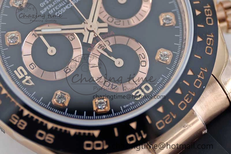 UrbanChic Daytona 116515 RG TWF 1:1 Best Edition 904L Steel Black  RG Diamonds Dial on Oysterflex Strap A 2416