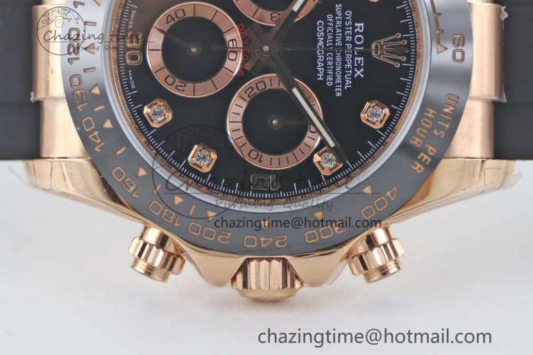 UrbanChic Daytona 116515 RG TWF 1:1 Best Edition 904L Steel Black  RG Diamonds Dial on Oysterflex Strap A 2416