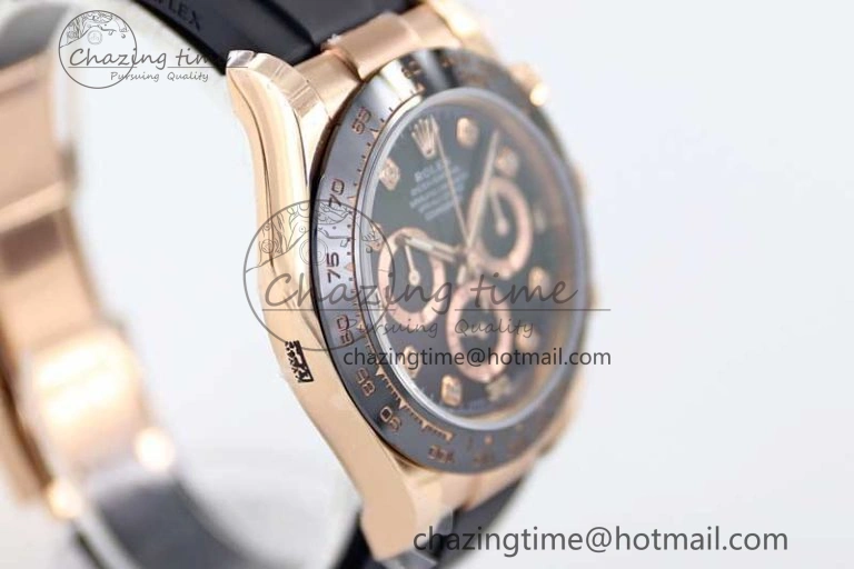 UrbanChic Daytona 116515 RG TWF 1:1 Best Edition 904L Steel Black  RG Diamonds Dial on Oysterflex Strap A 2416