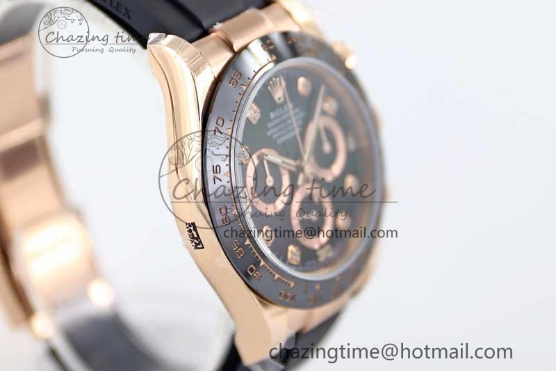 UrbanChic Daytona 116515 RG TWF 1:1 Best Edition 904L Steel Black  RG Diamonds Dial on Oysterflex Strap A 2416