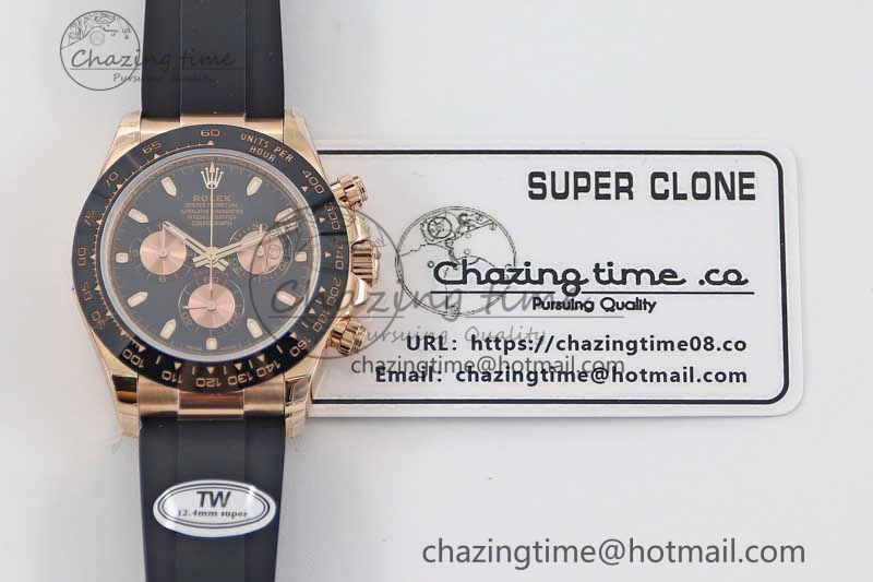 Daytona 116515 RG TWF 1:1 Best Edition 904L Steel Black RG Dial on Oysterflex Strap A UrbanChic 2415